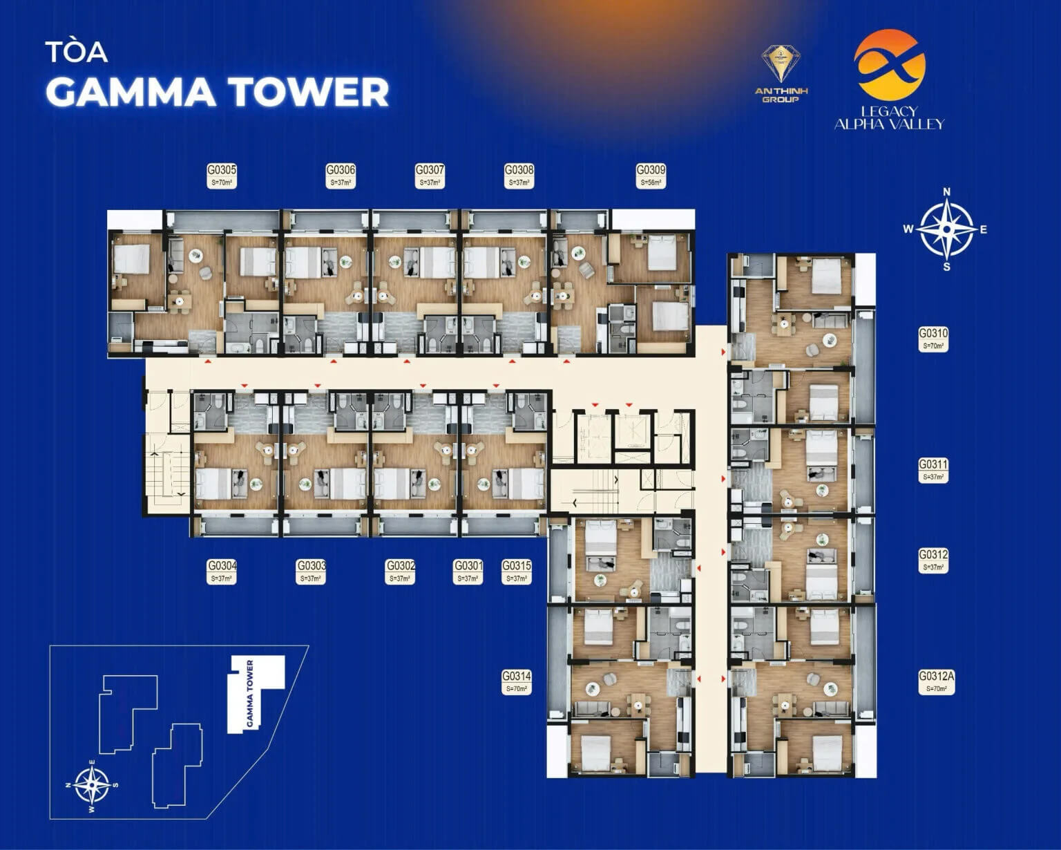 mặt bằng dự án legacy alpha valley hòa lạc tòa gamma tower